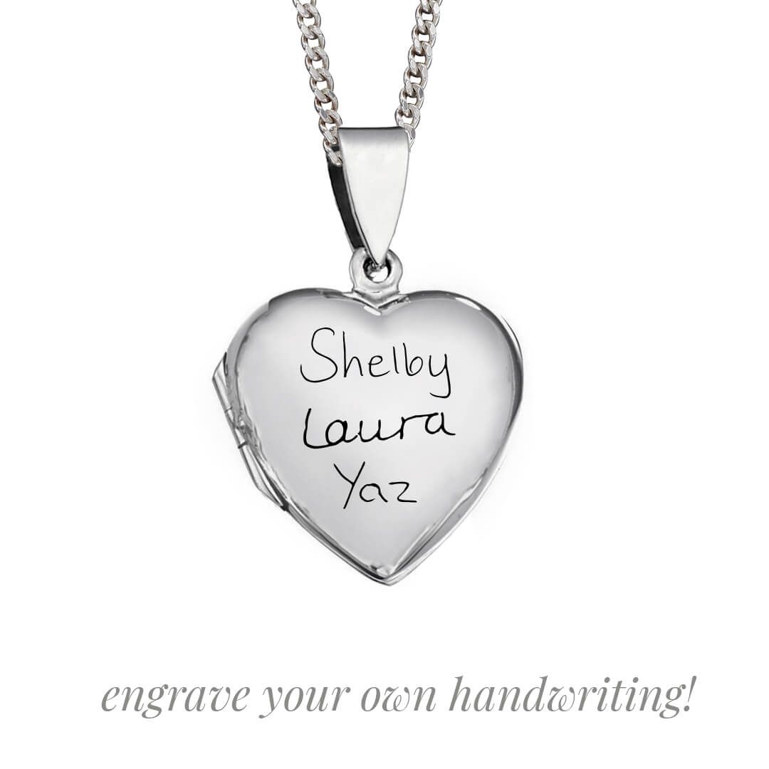 Large Silver Heart Locket Pendant Necklace