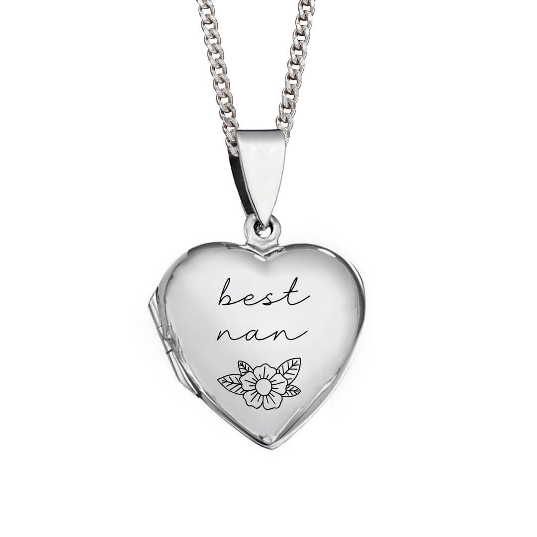 Large Silver Heart Locket Pendant Necklace