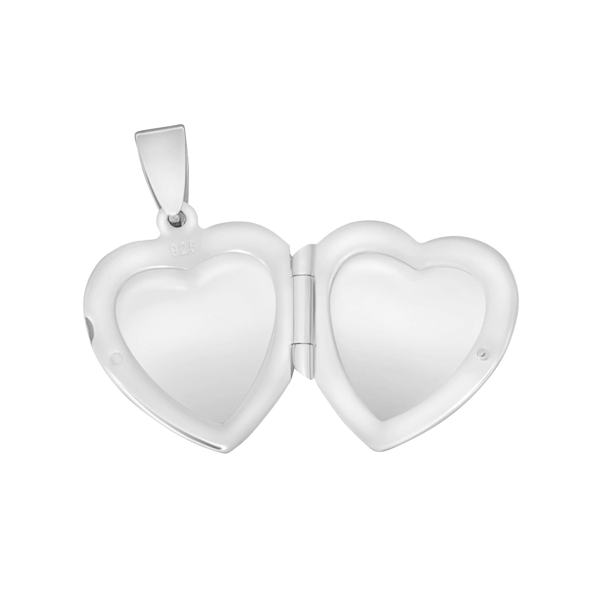 Large Silver Heart Locket Pendant Necklace