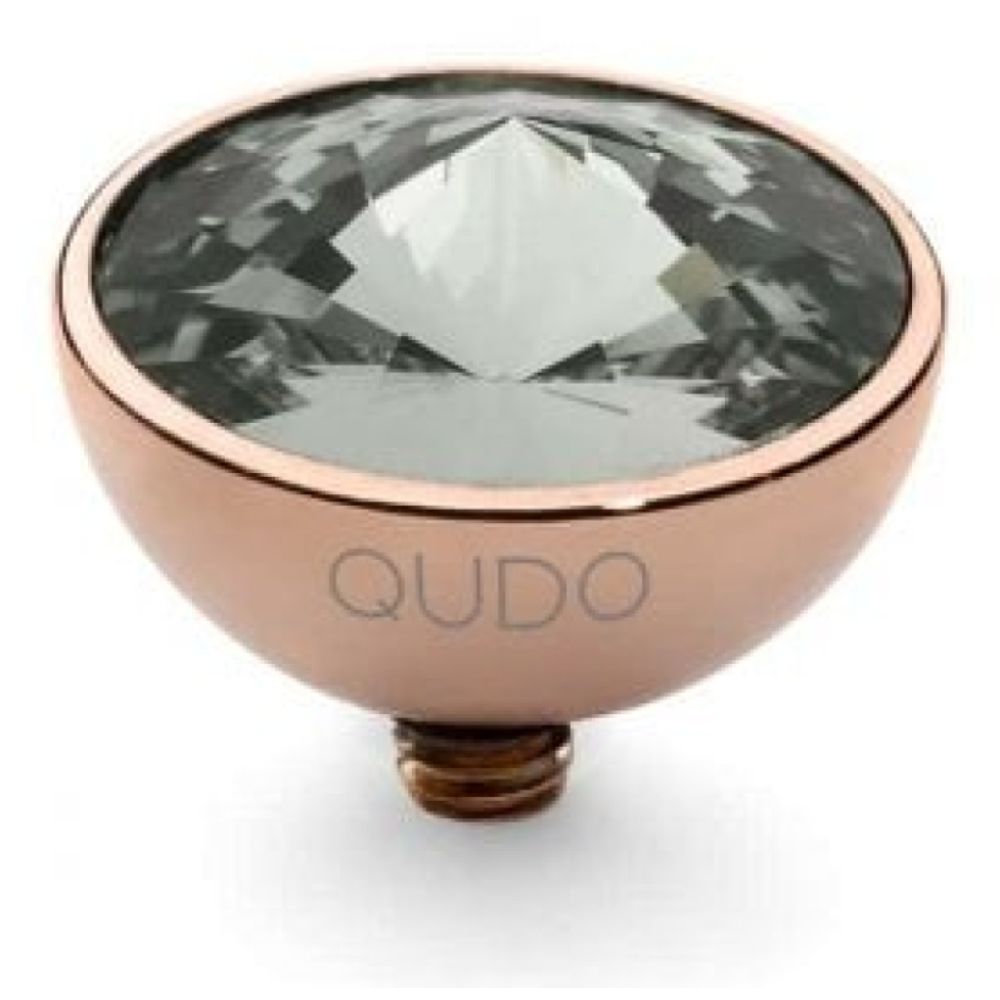 Famosa Rose Gold 11.5mm Bottone Ring Top Black Diamond