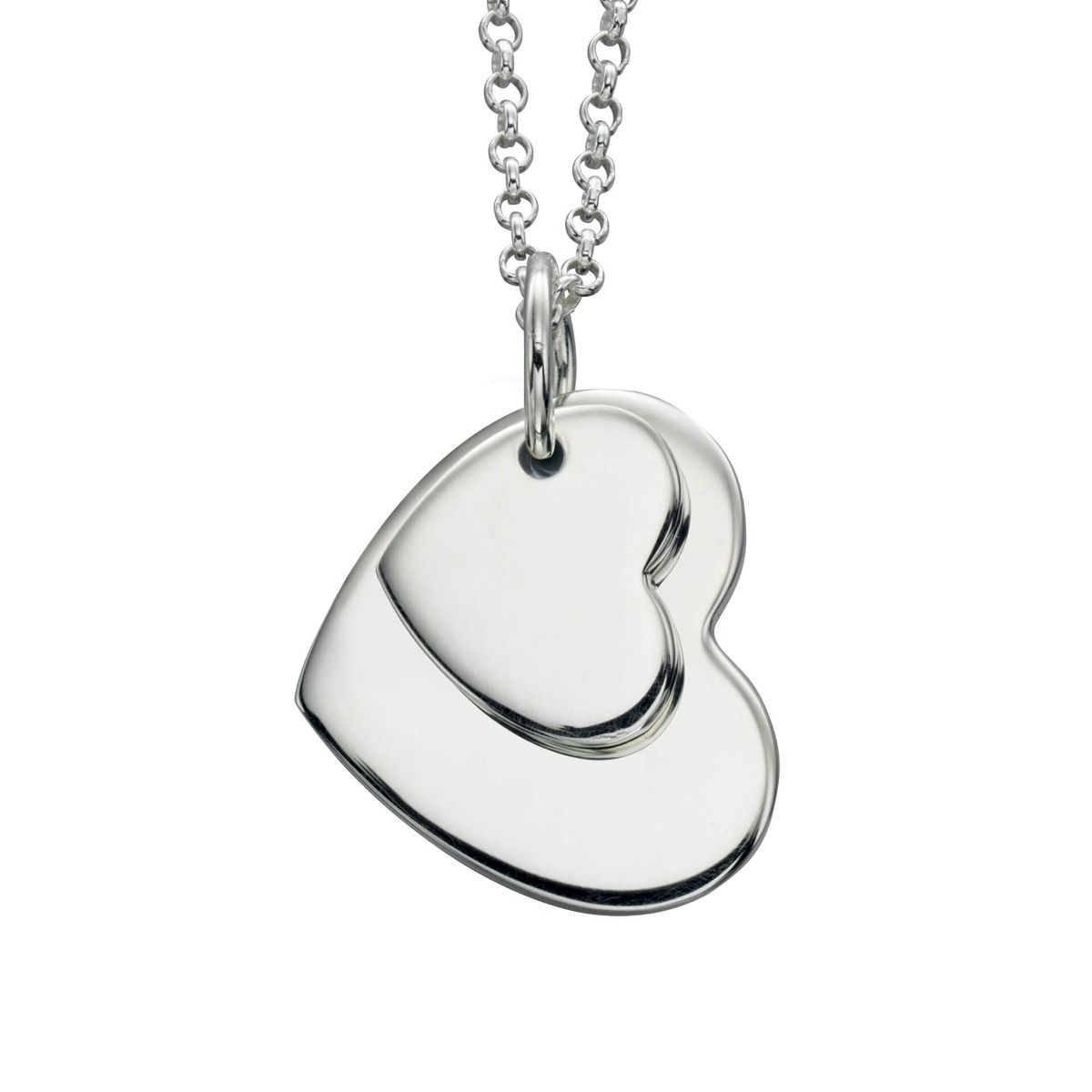 Double Heart Tag Pendant Necklace