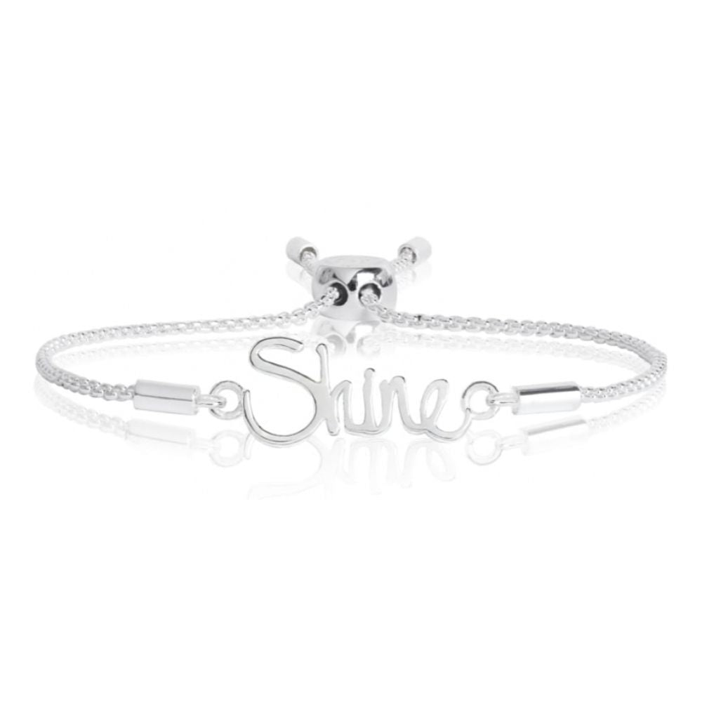 SENTIMENT MESSAGE - SHINE - Silver Chain With "Shine" Word & Adjusting Slider - Bracelet