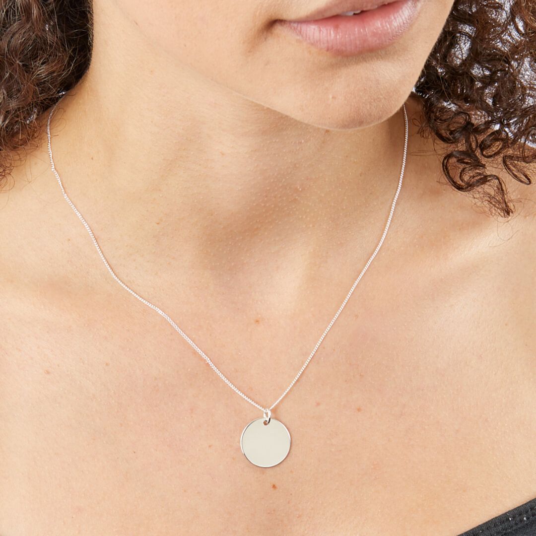 Large 18mm Disc Pendant Necklace