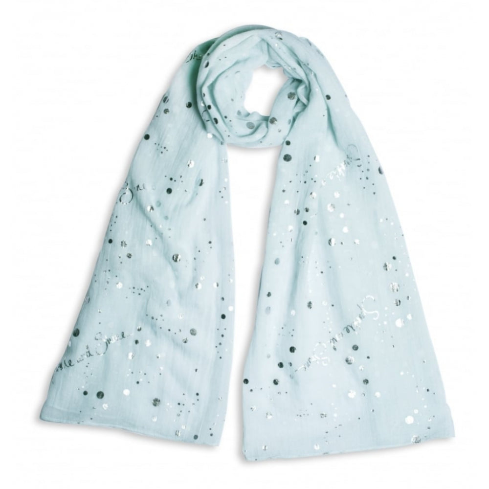 Sentiment Scarf - Sparkle And Shine - Mint Green/ Silver Foil Print