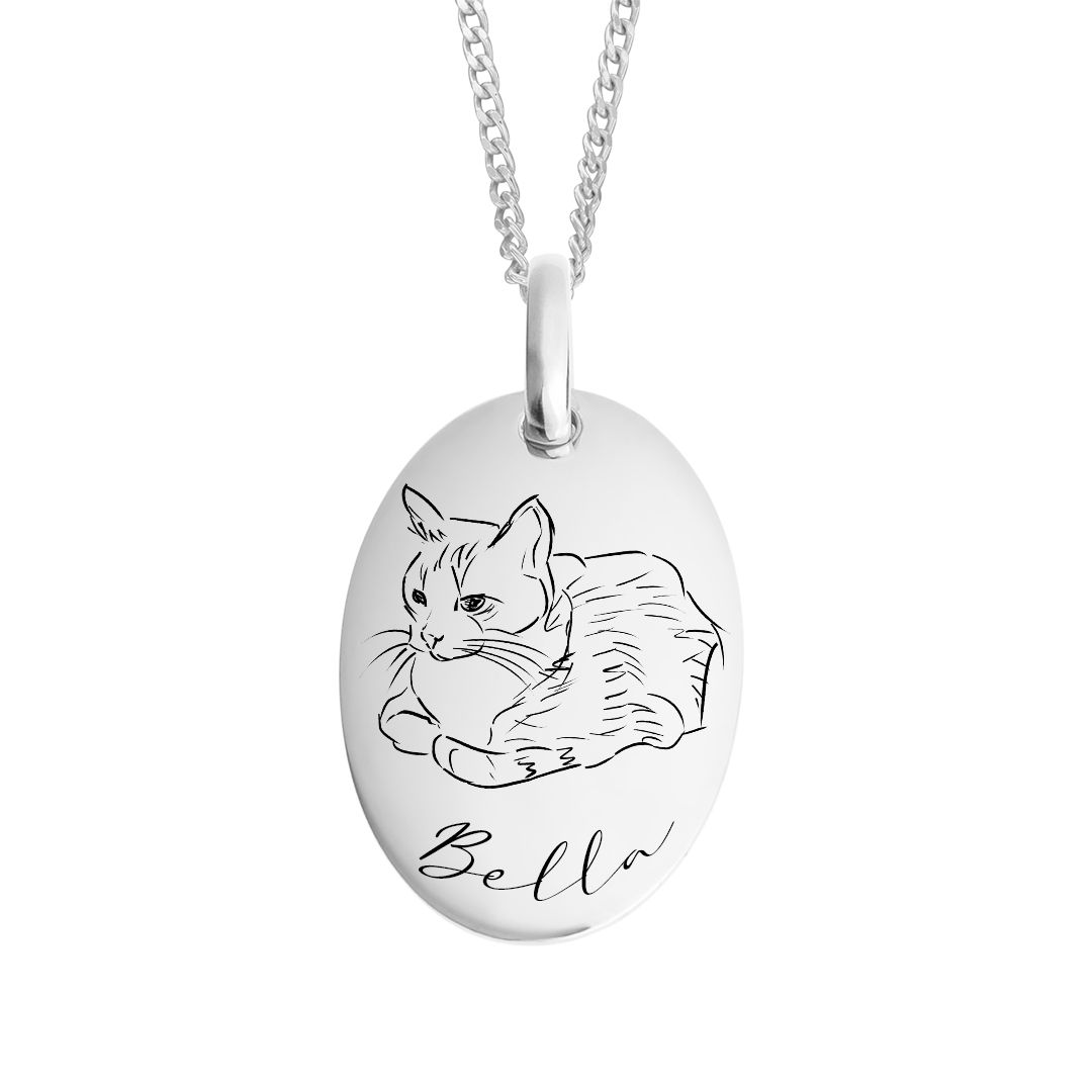 Oval Tag Pendant Necklace