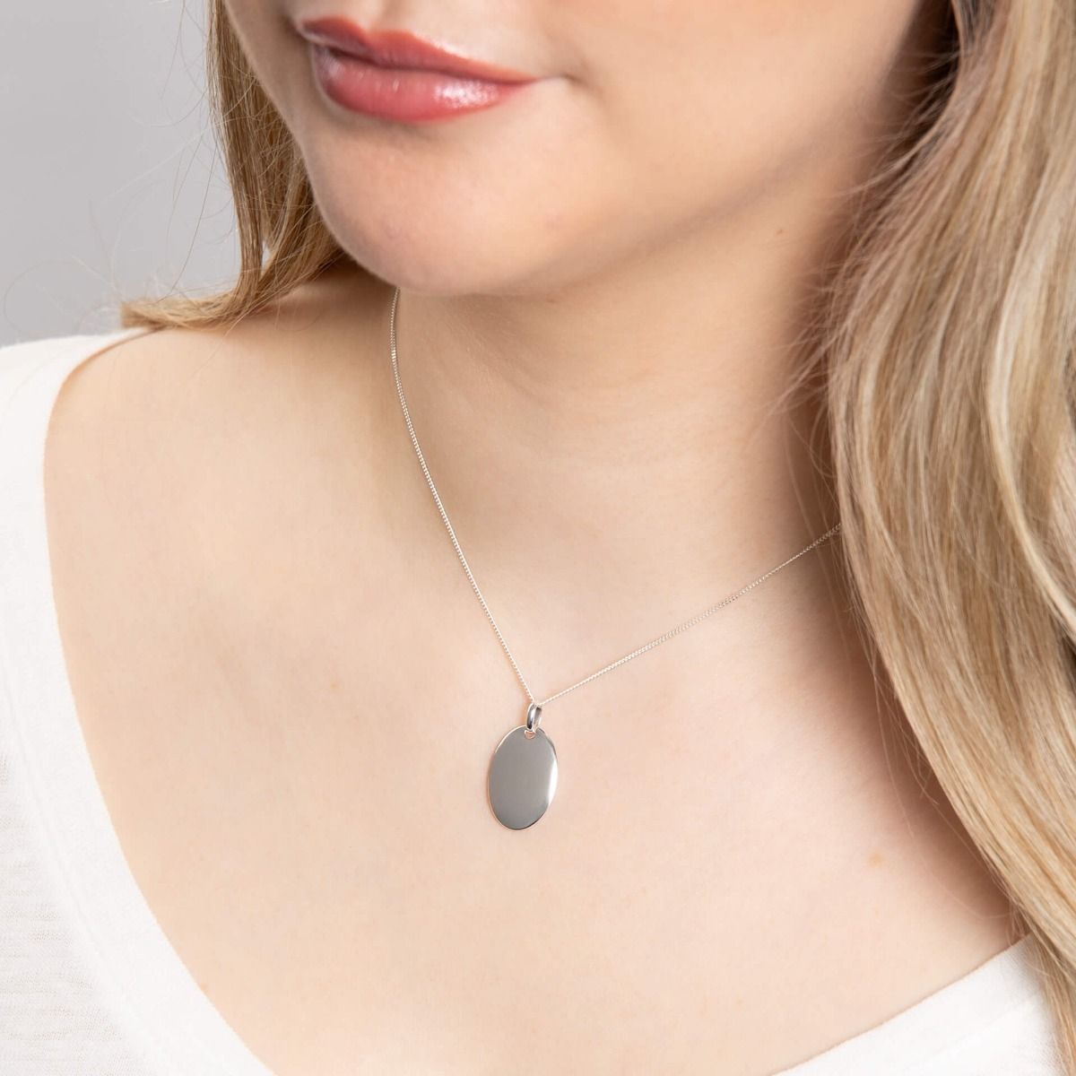 Oval Tag Pendant Necklace