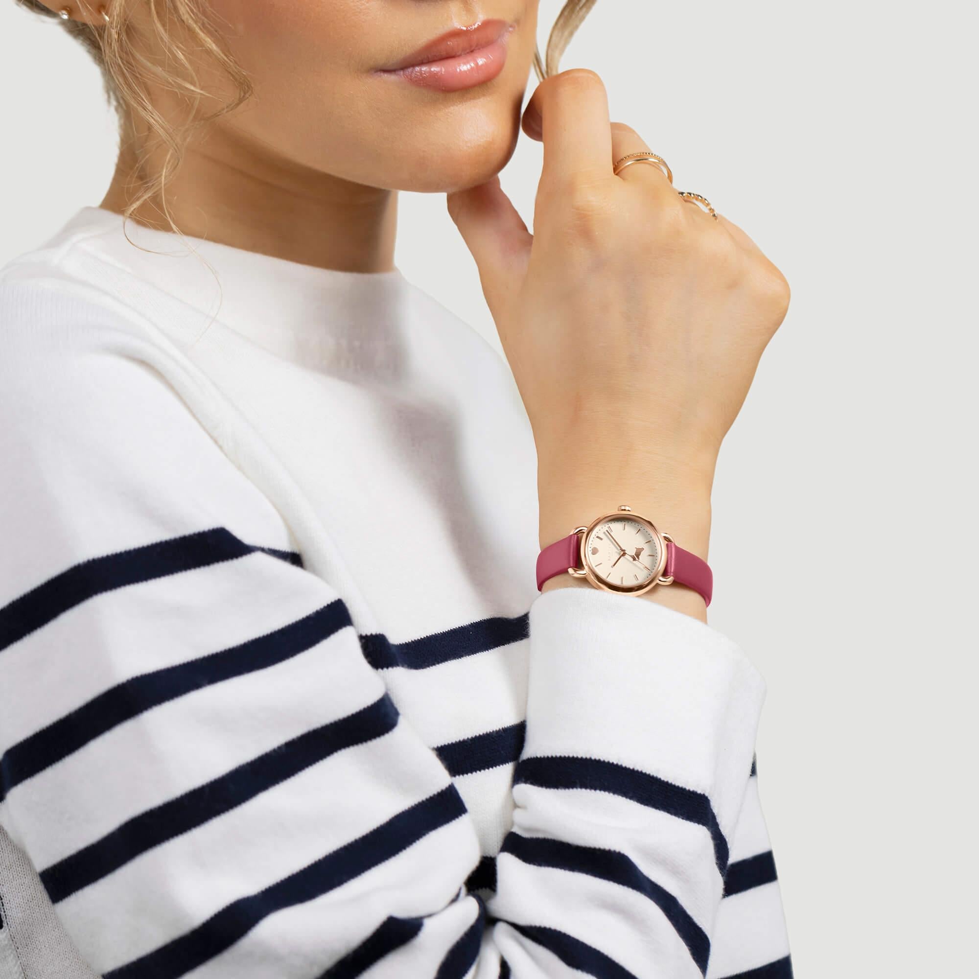 Ladies Dark Cherry Mini Open Shoulder Strap Watch