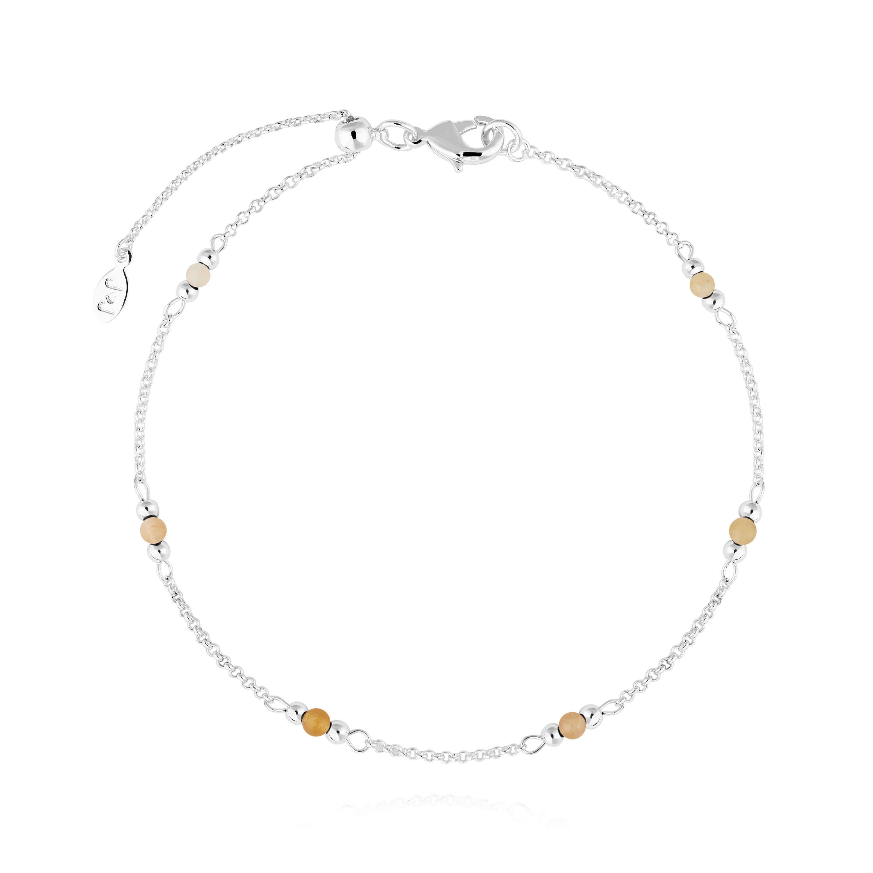 Anklet | Birthstone November Yellow Quartz | Silver | 26cm Adjustable