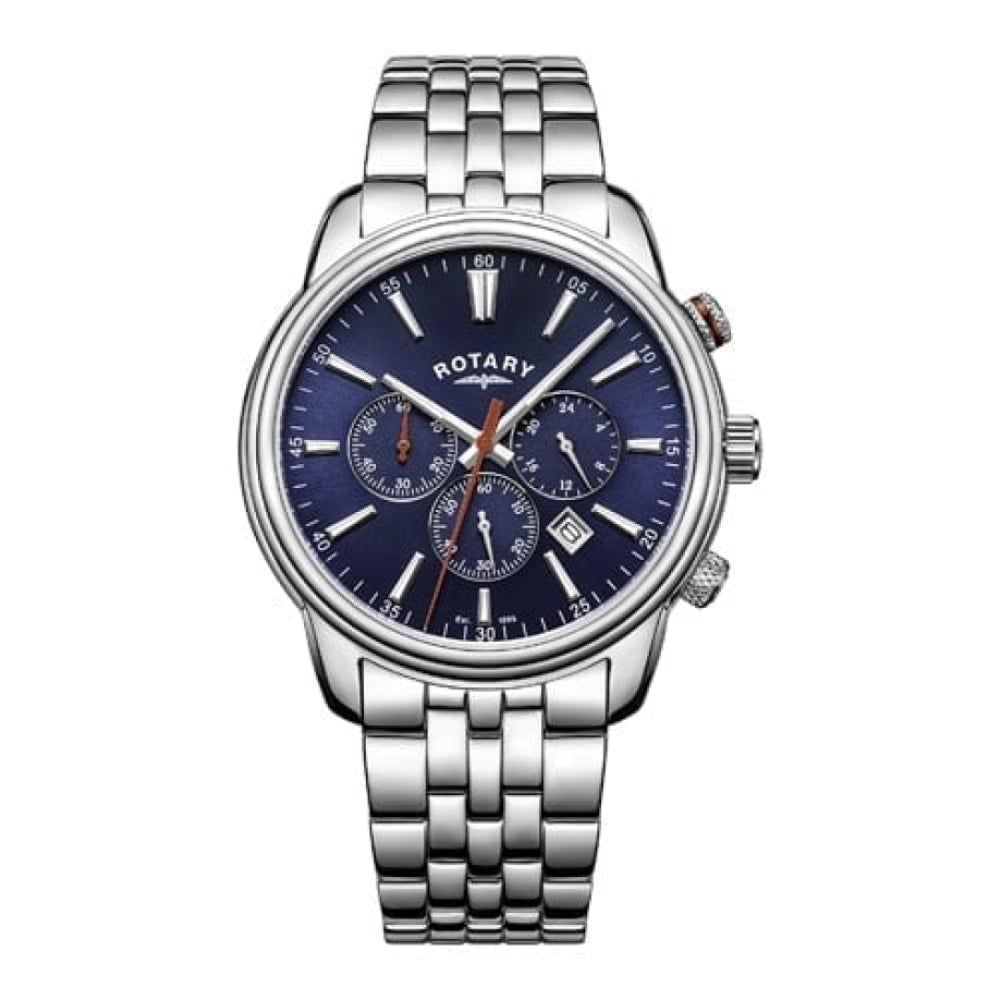 Chrome Plated Navy Chronograph Watch
