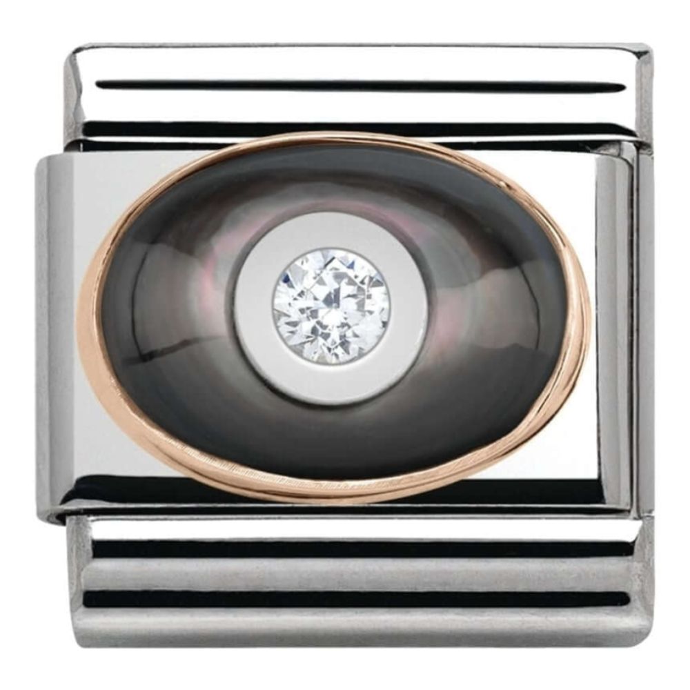 Classic Rose Gold Set Black Stone CZ Link