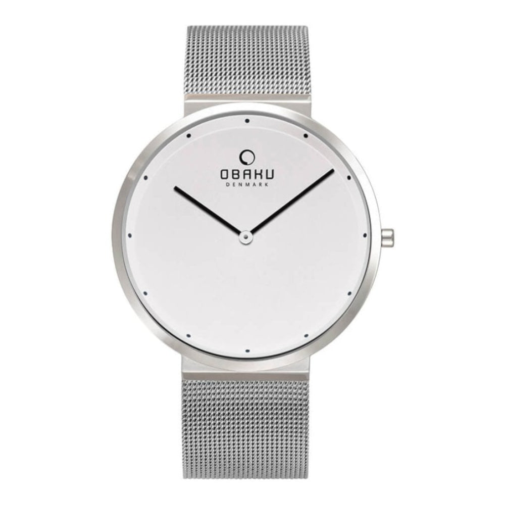 PAPIR - STEEL Stainless Steel Mesh Strap & Case With White Ultra Slim Dial Gents Watch