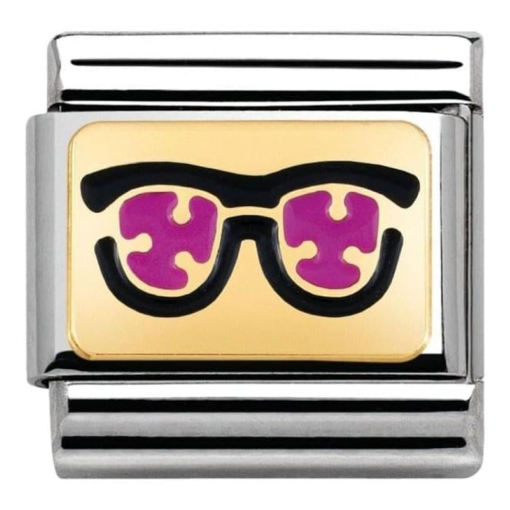 Classic Link In Stainless Steel With Pink Dots Glasses