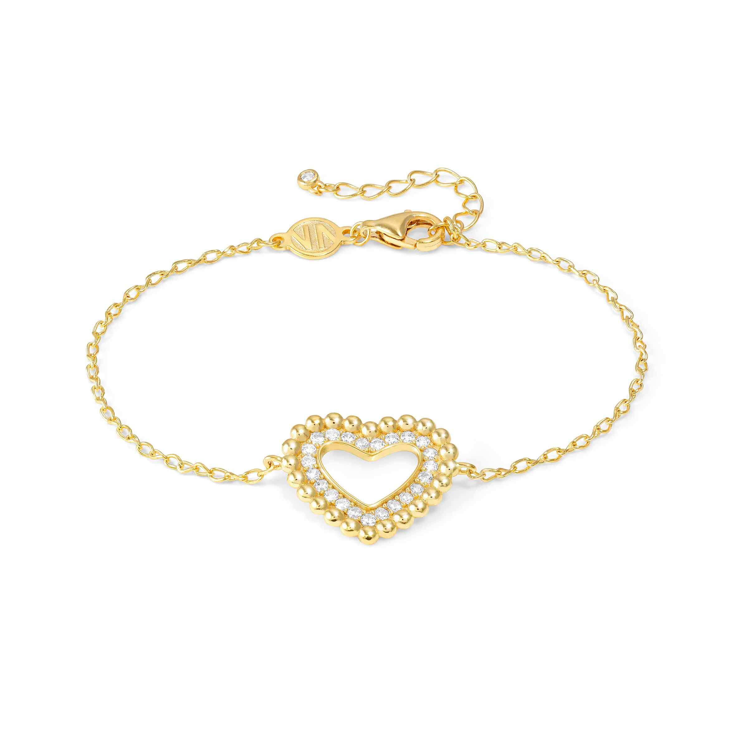 Lovecloud Gold Plated Stone Set Heart Bracelet