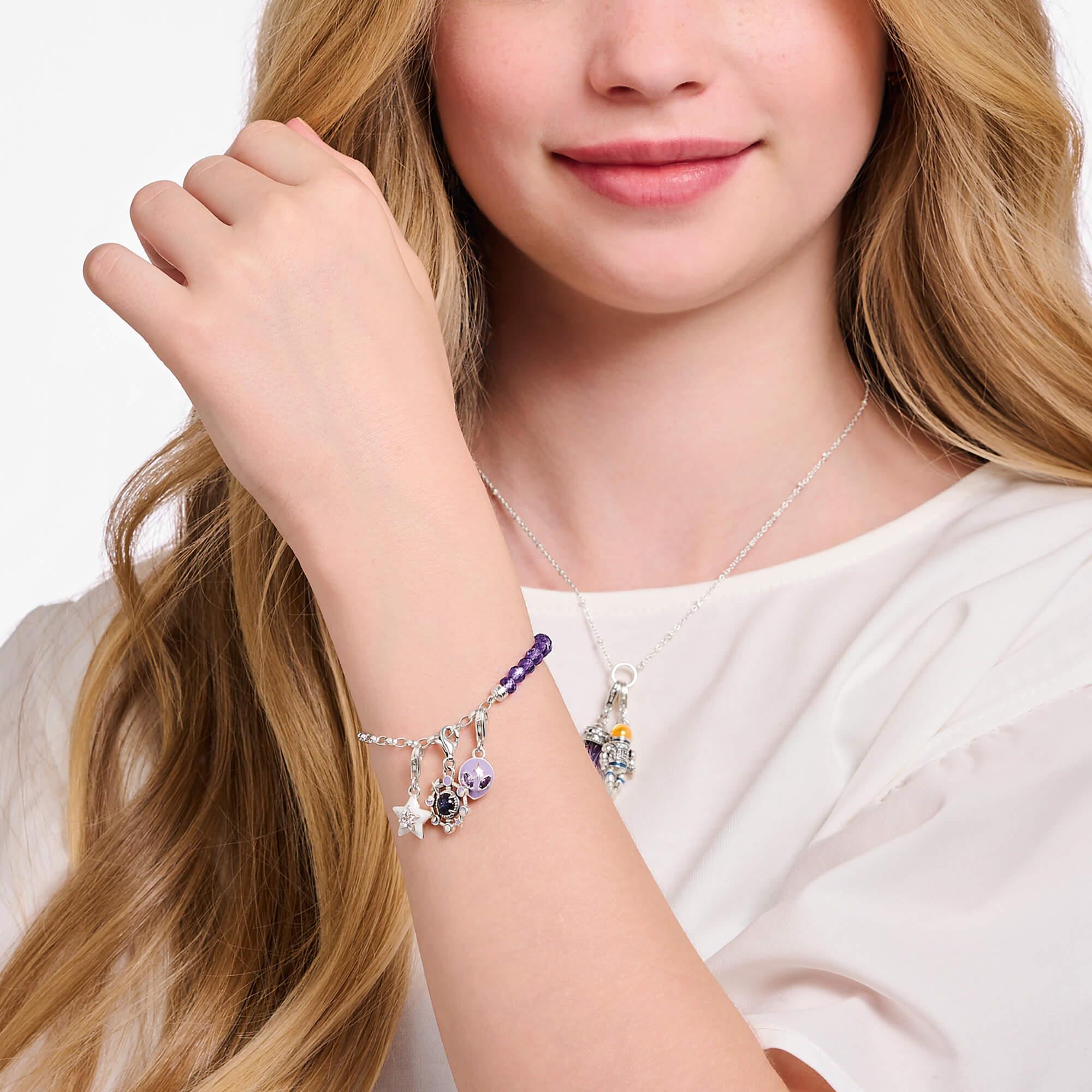 Star With White CZ & Enamel Charm Pendant