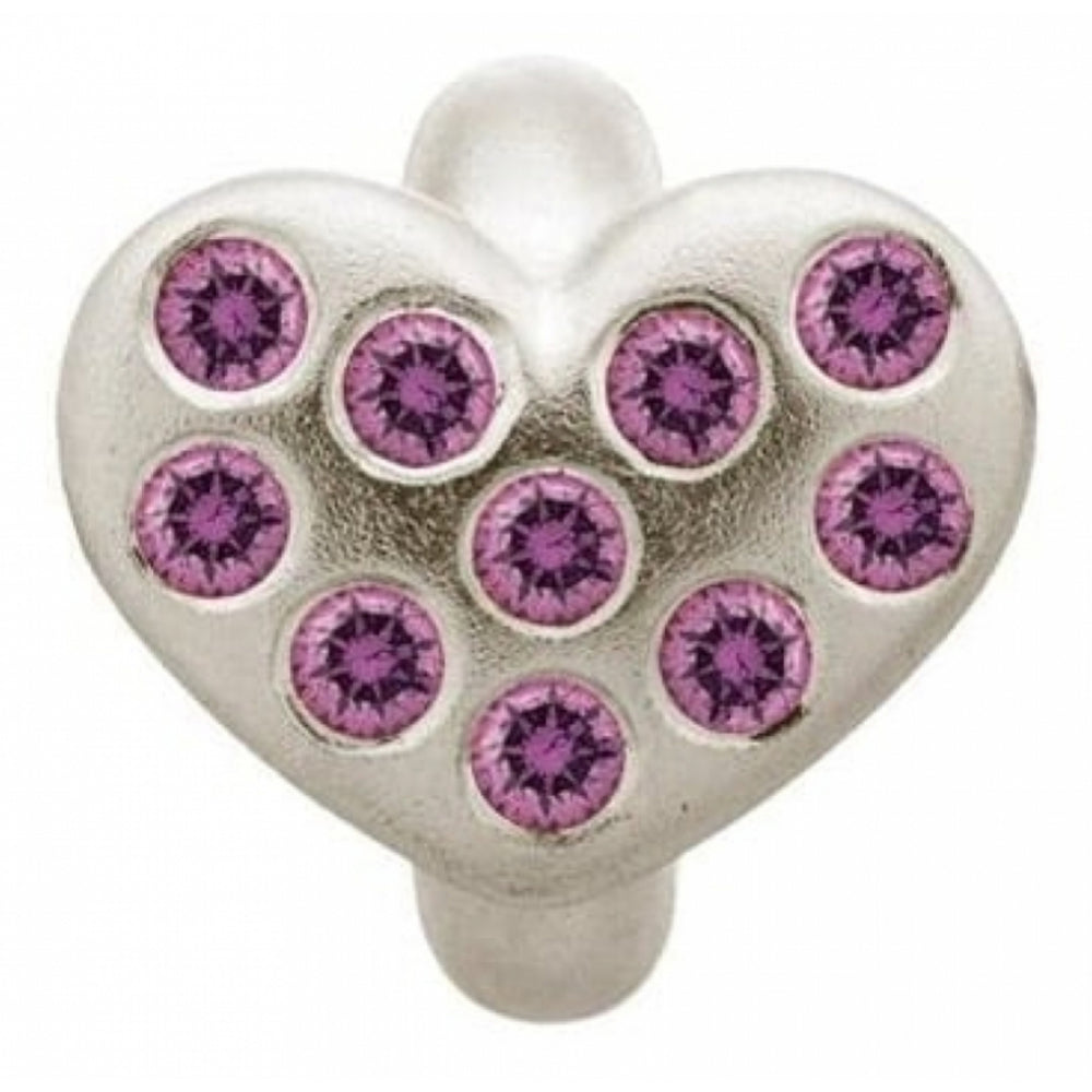 Sterling Silver Heart With Purple CZ Charm