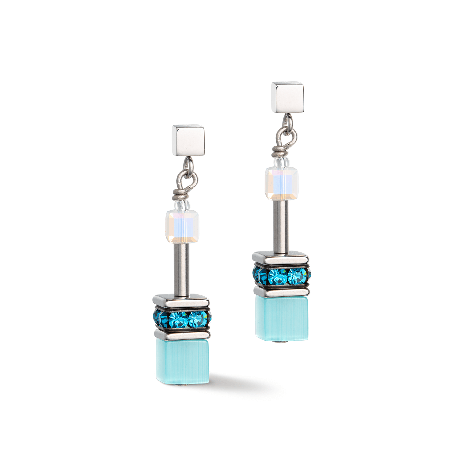 GeoCUBE Iconic Joyful Turquoise Colour Earrings With Stickpin
