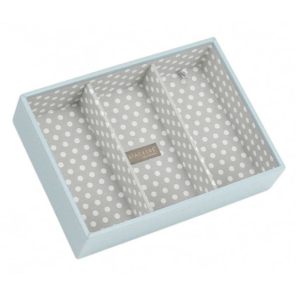 Duck Egg Blue & Grey Polka Classic 3 Section Open Stacker