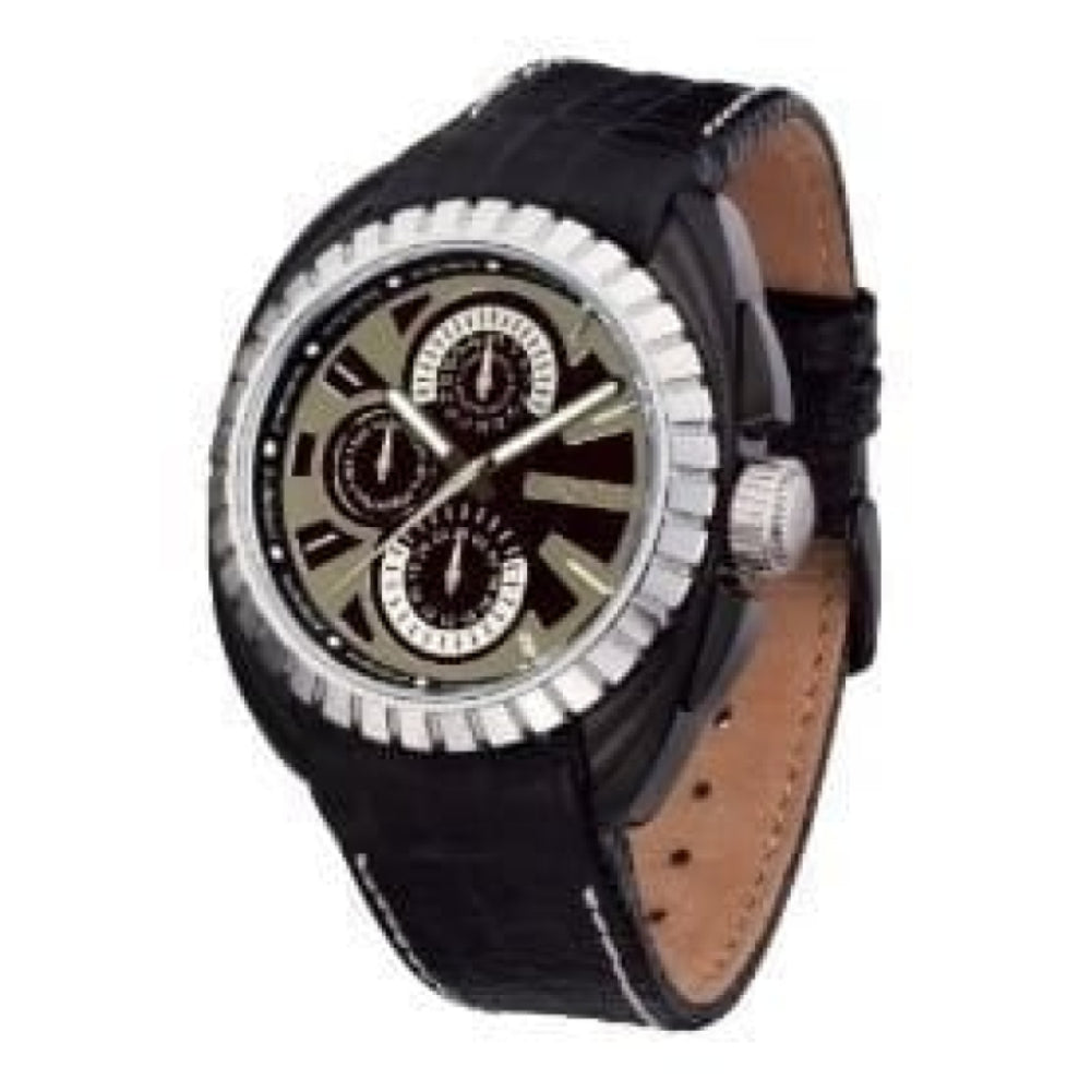 Trooper Gents Black Adjustable Leather Strap Watch
