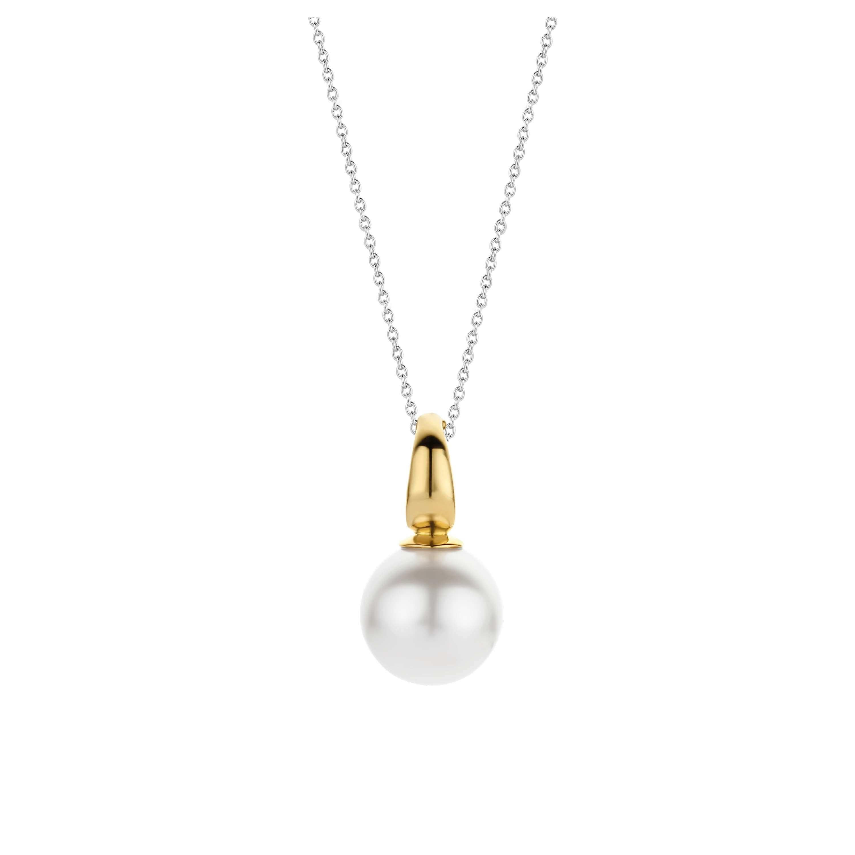 White Pearl Pendant & Silver Chain Necklace