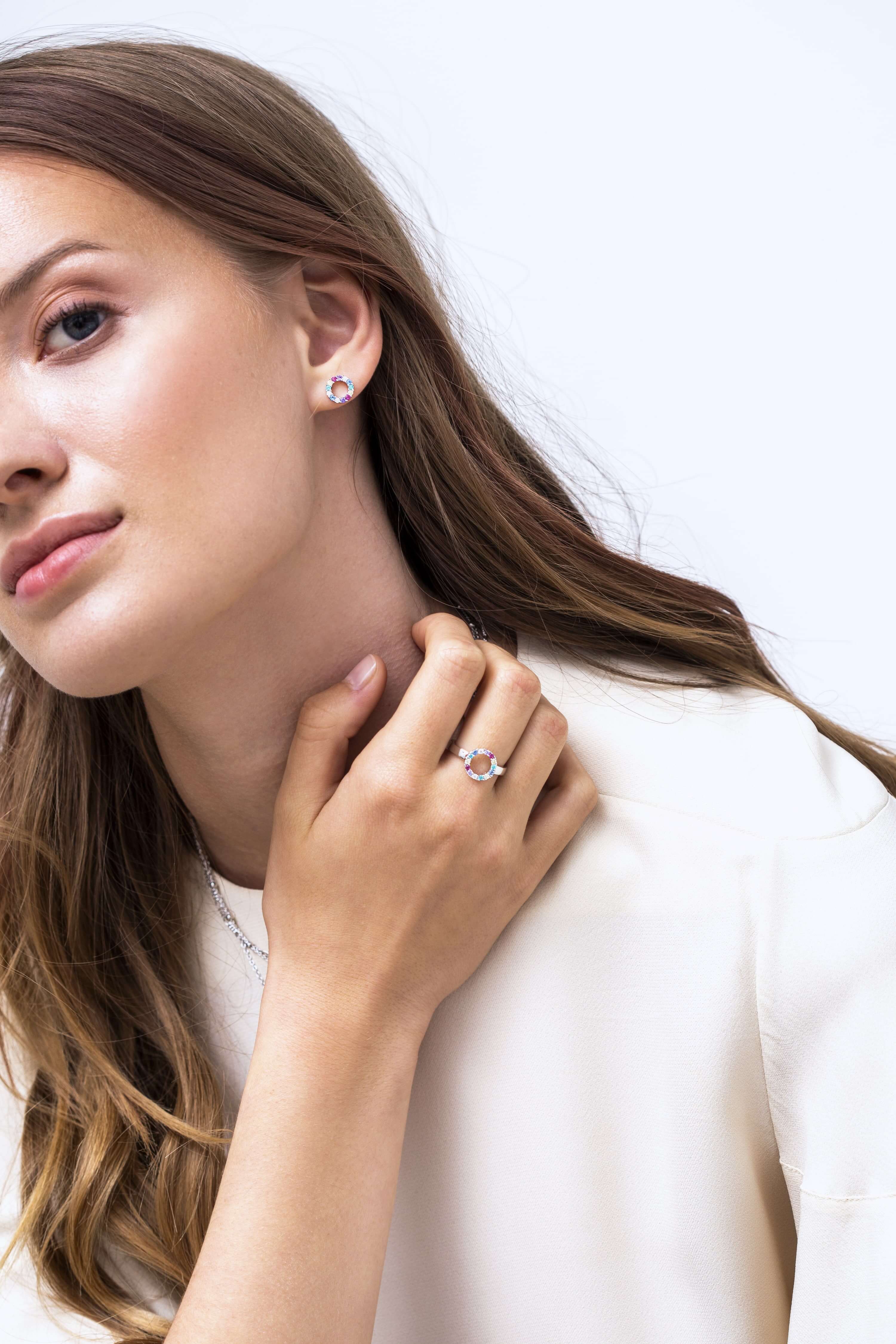 Biella Piccolo Earrings With Multicoloured Zirconi