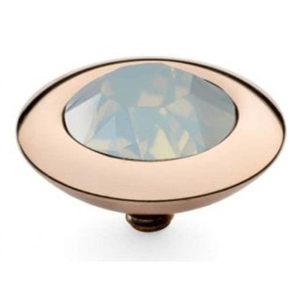Famosa Rose Gold 13mm Tondo Ring Top White Opal