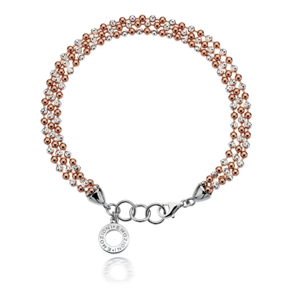 Emozioni Sterling Silver and Rose Gold Plate Bead Bracelet
