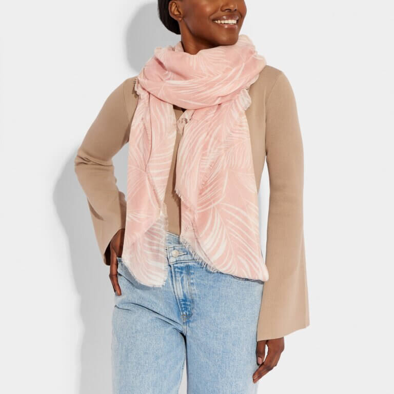 Feather Scarf Dusty Pink / White