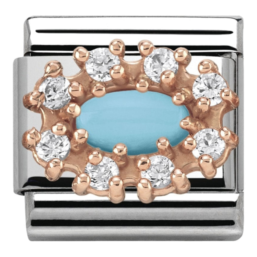 Classic Rose Gold Turquoise and CZ Link
