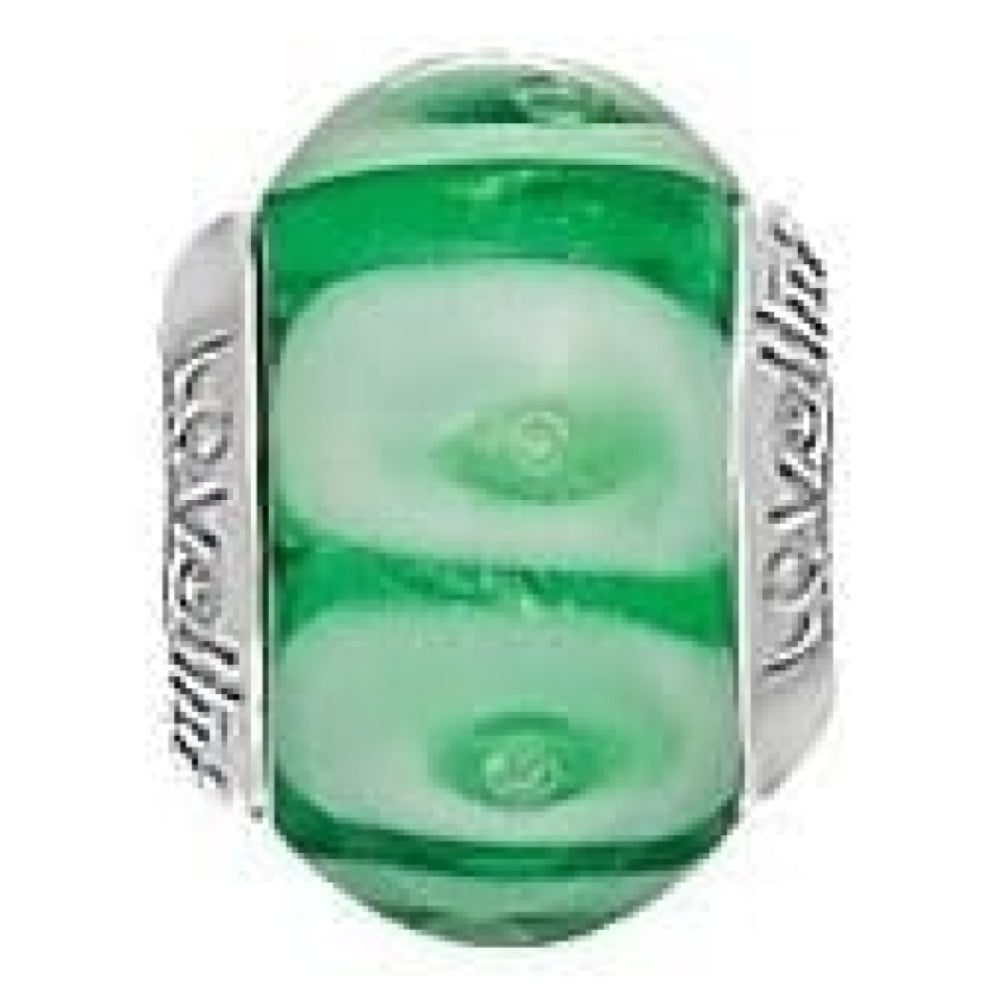 Sterling Silver 'Peas In A Pod' Light Green Murano Glass Link