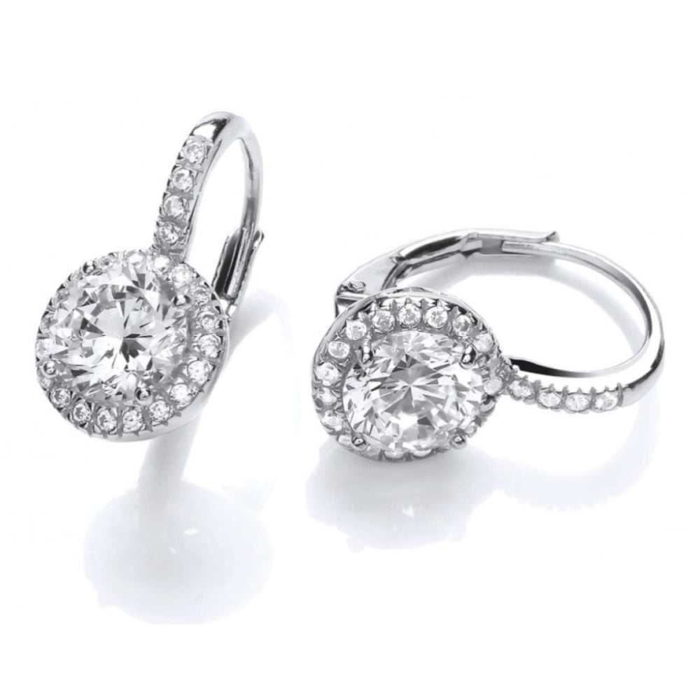 Silver & Solitaire CZ On French Earrings