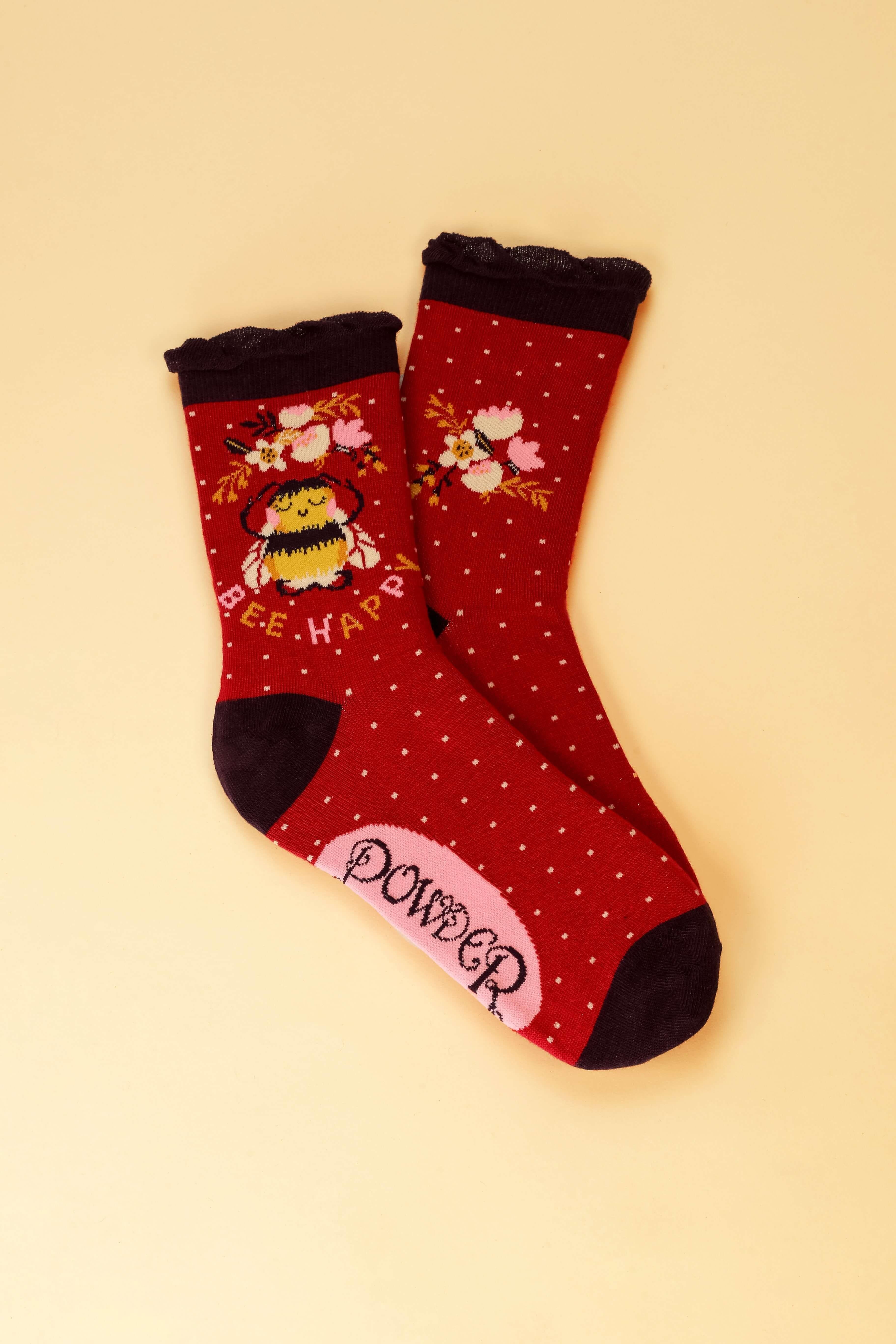 Bee Happy Ankle Socks - Fuchsia