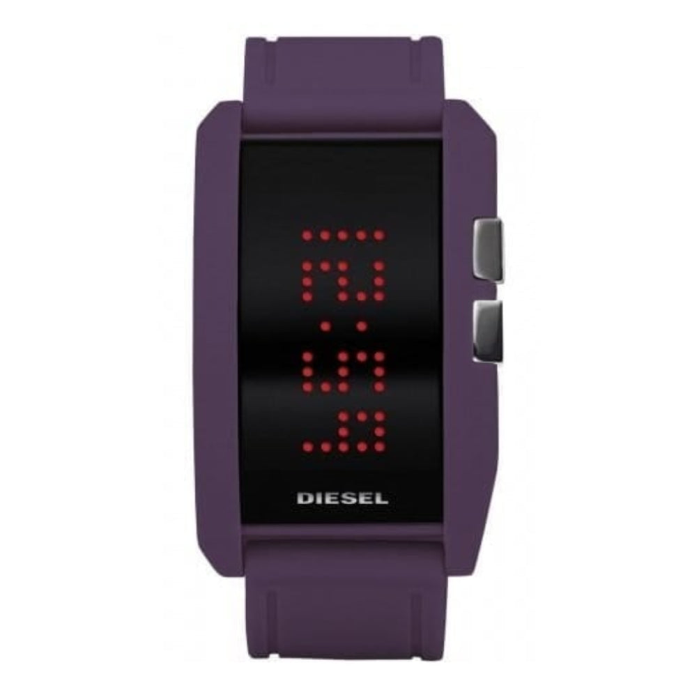 Unisex Black LED Display Purple Strap Watch