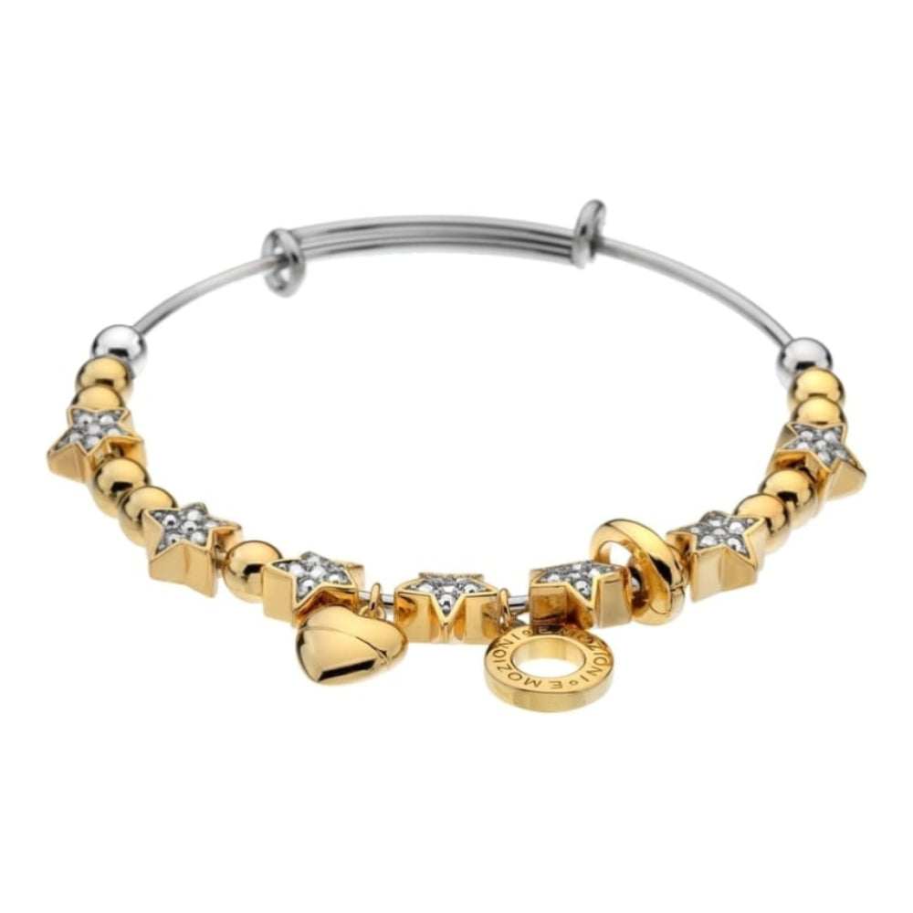 Emozioni Yellow Gold Plate Crystal Star Bangle
