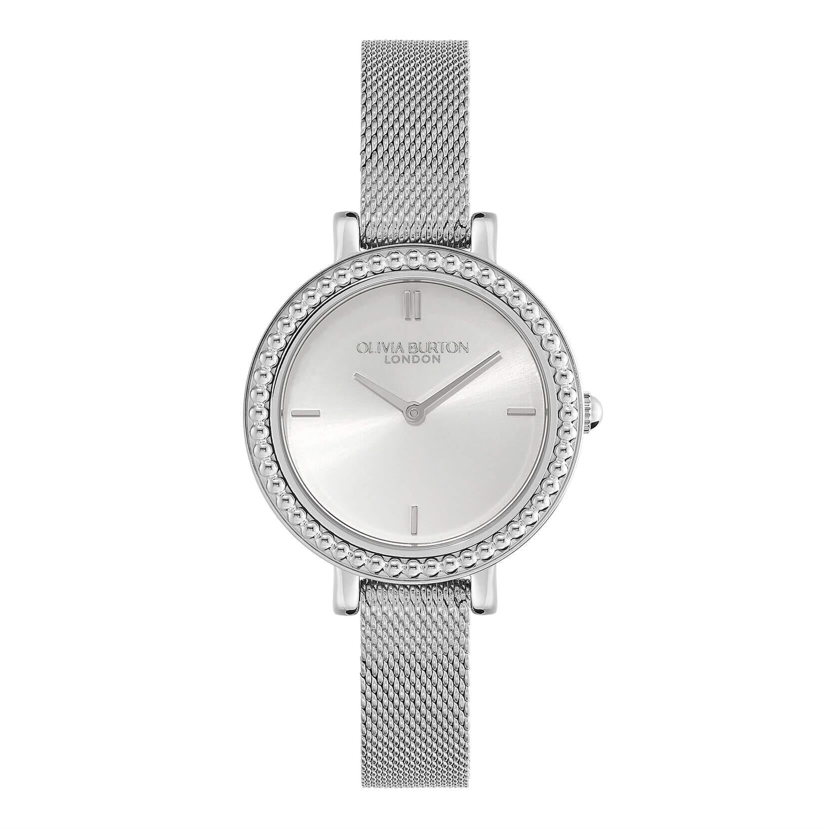 Vintage Bead Silver Dial & Mesh Watch