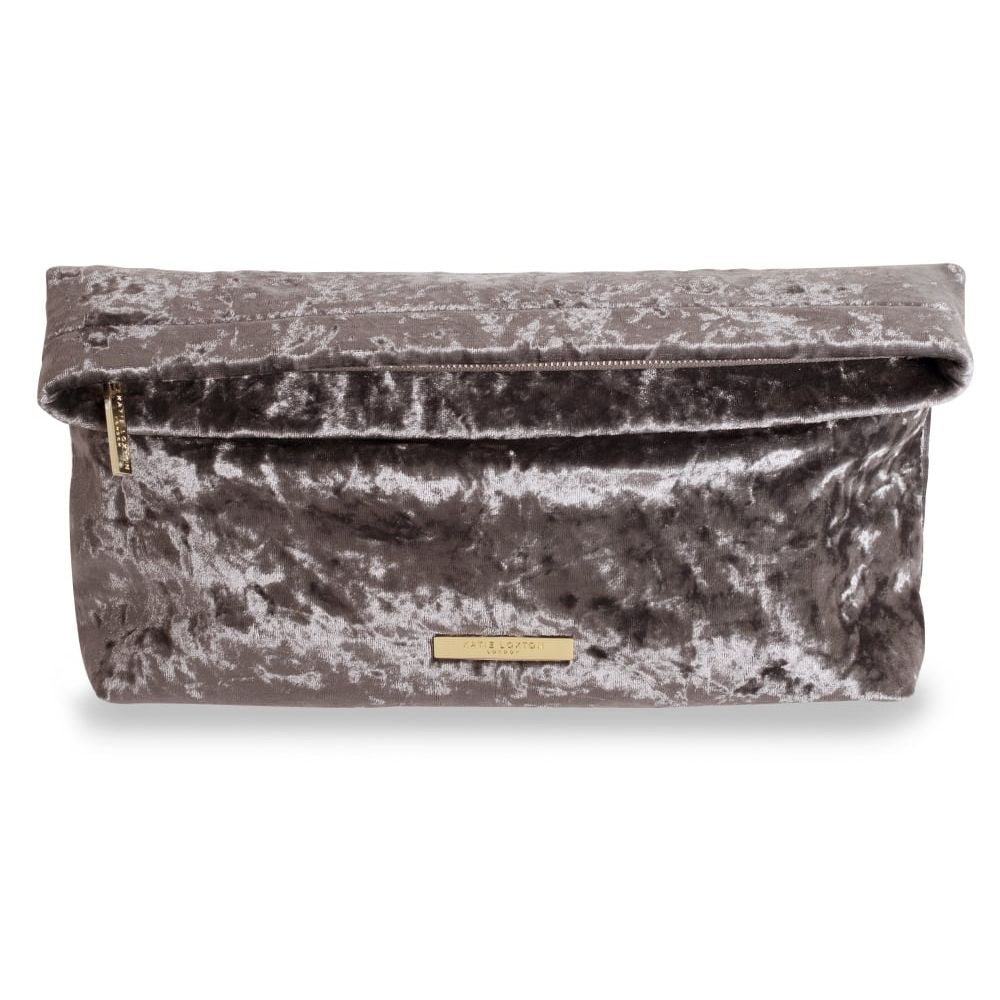 VALENTINA VELVET CLUTCH - crushed taupe - 23.5x29x7cm