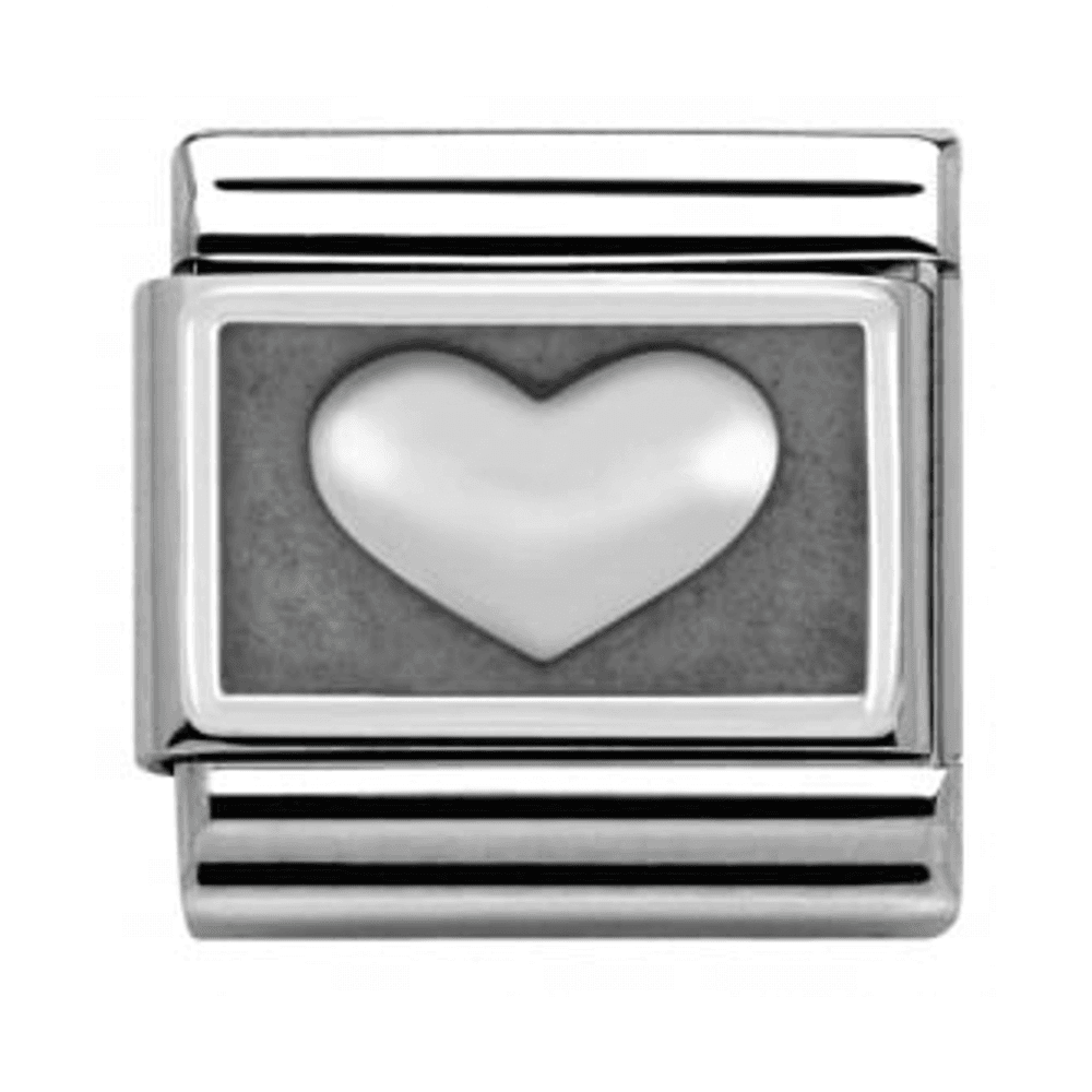 Classic Oxidised Silver Heart Link