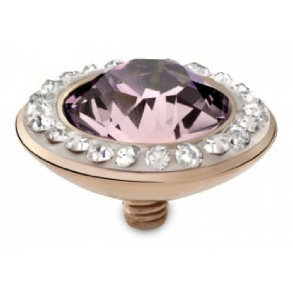 Famosa Rose Gold Plated 13mm Tondo Deluxe Light Amethyst Ring Top