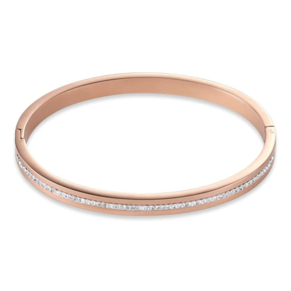 Crystals Pave Strip Rose Gold Bangle