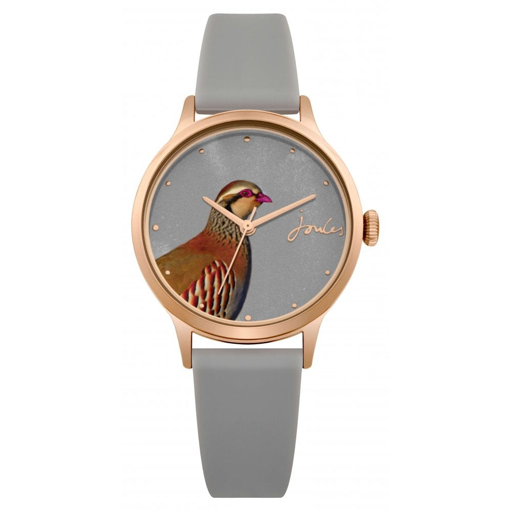 Grey Silicone Strap Grey Dial With Pheasant Print Ladies Watch
