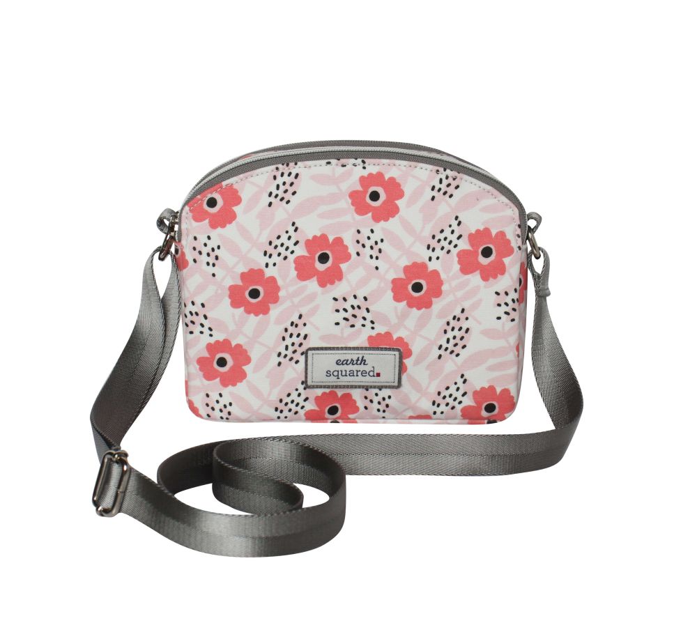 Poppy Pink Oil Cloth Half Moon Bag