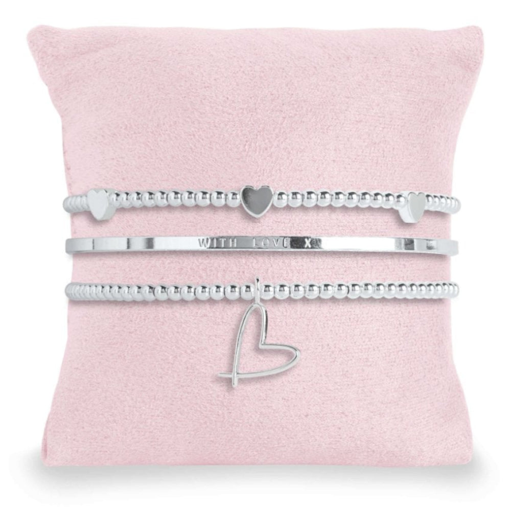 Occasion Gift Box - With Love - 3 Silver Stacking Bracelets