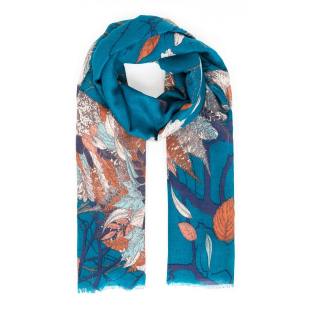 Print Scarf - Autumn Owl -Teal