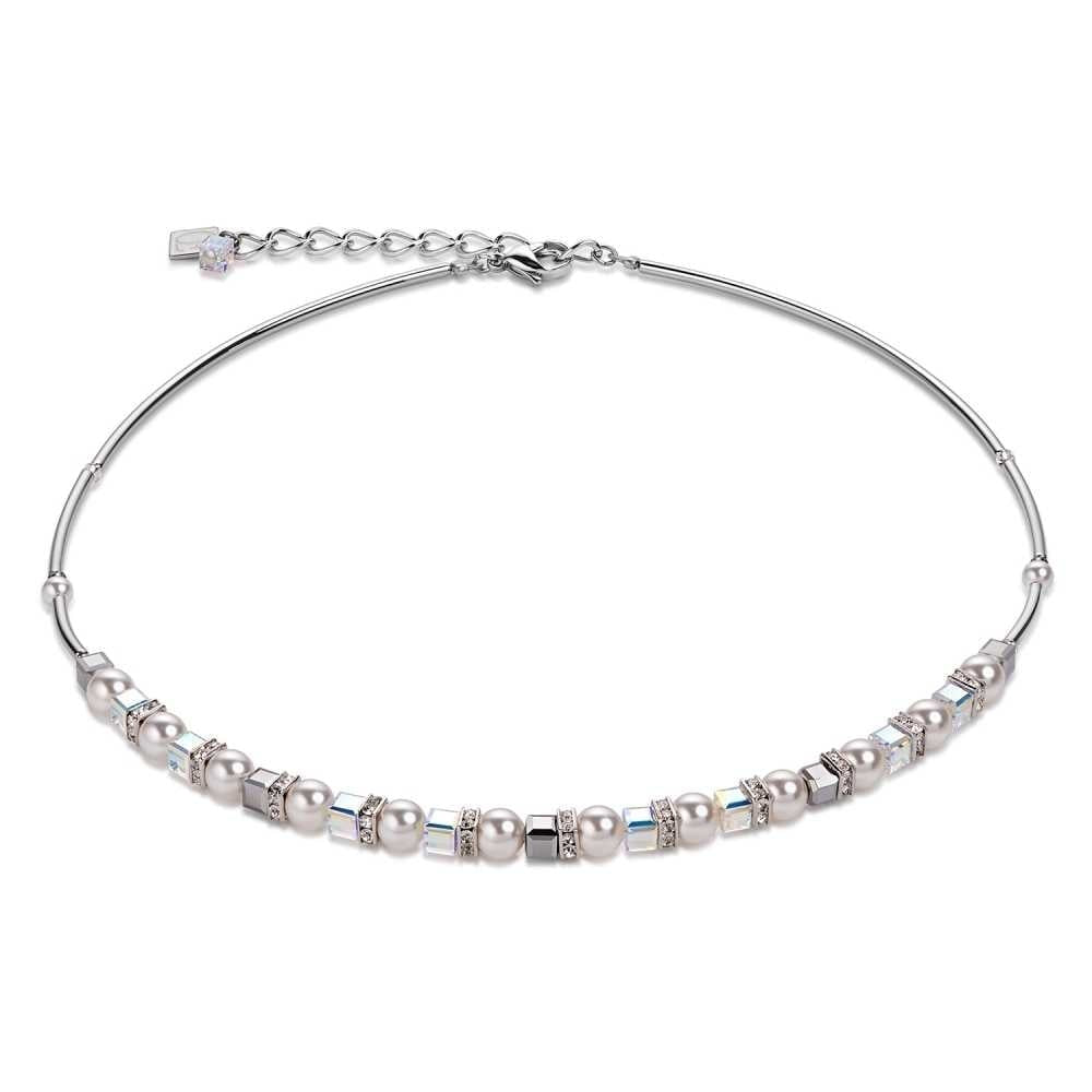 Silver Crystals & Pearls Necklace