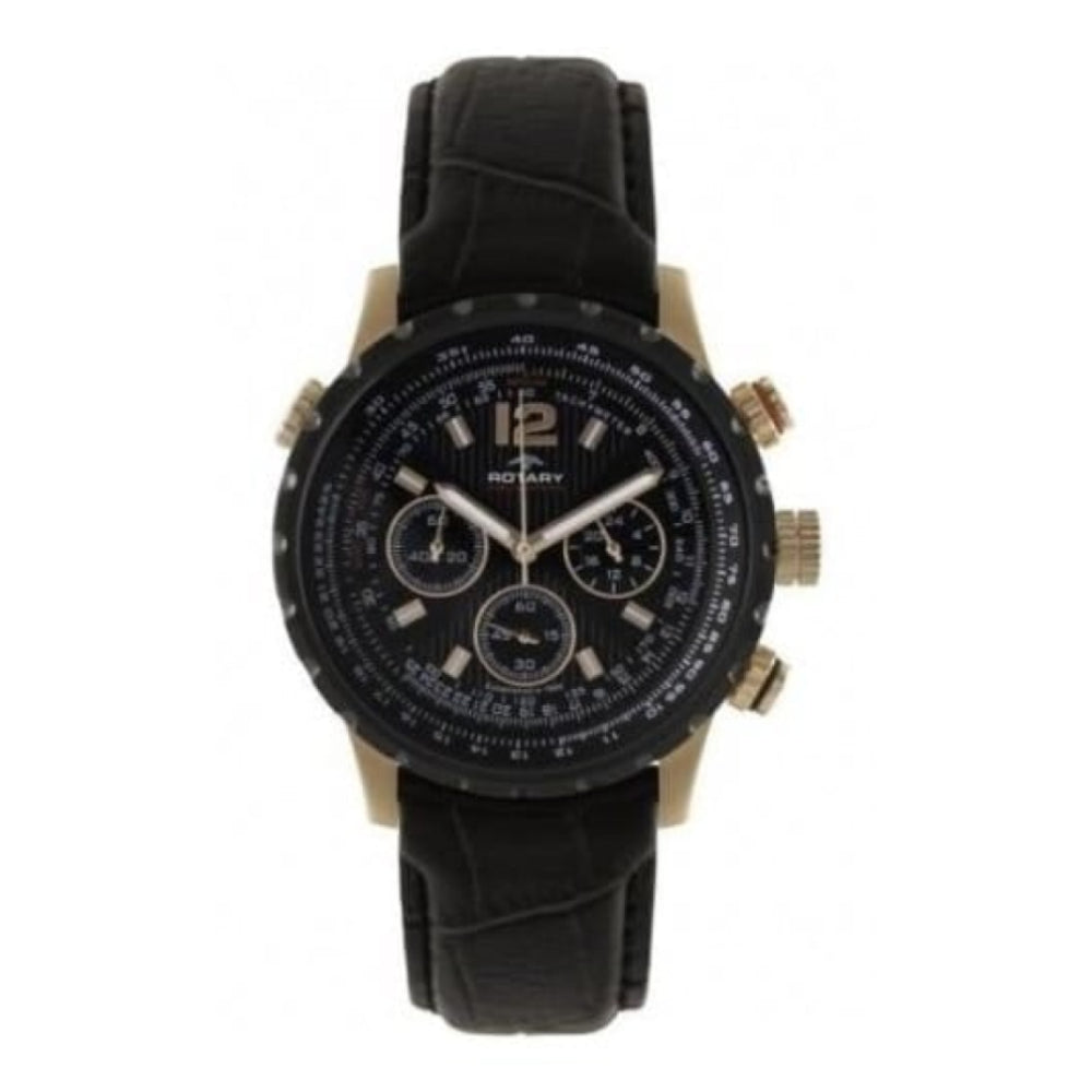Rose Gold Steel & Leather Chronograph Watch