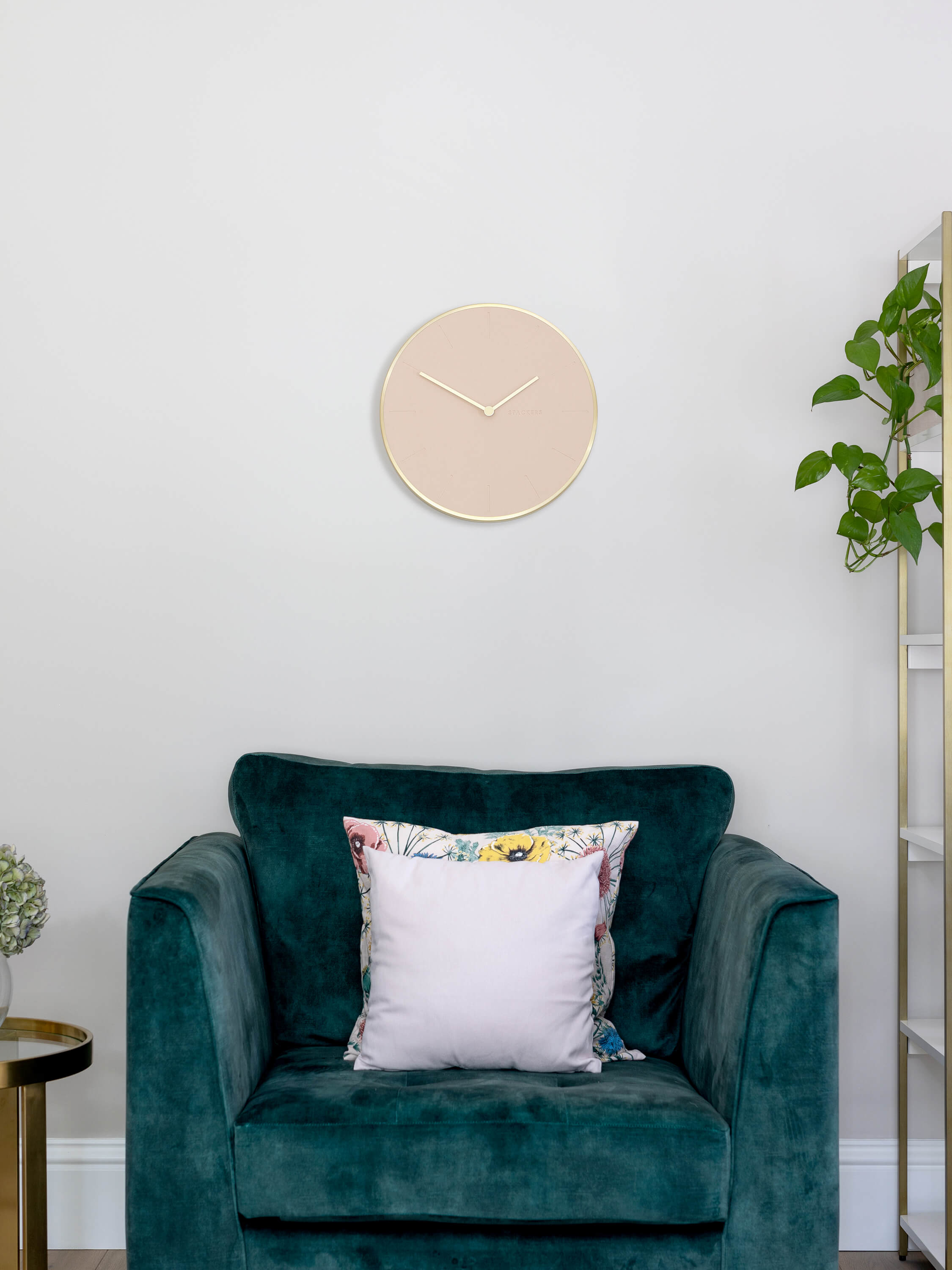 Blush & Brushed Gold PU Wall Clock