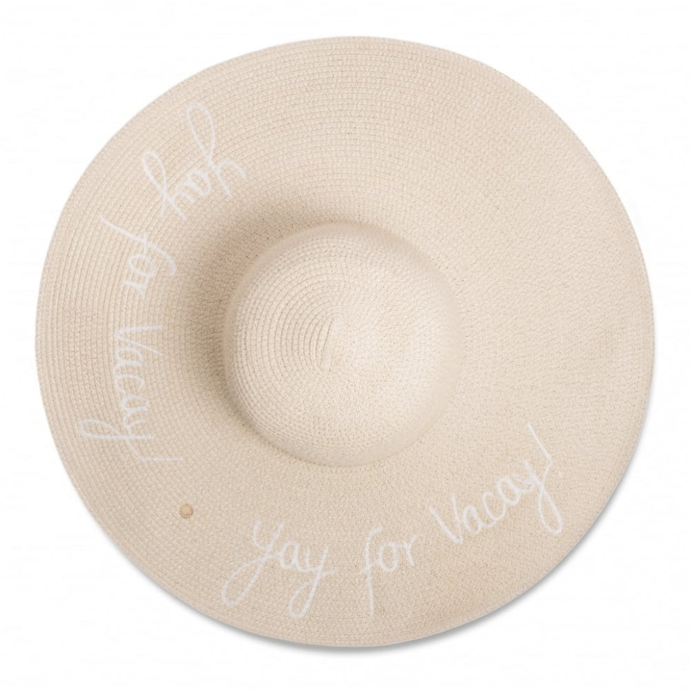 Straw Hat - Yay For Vacay - White Writing