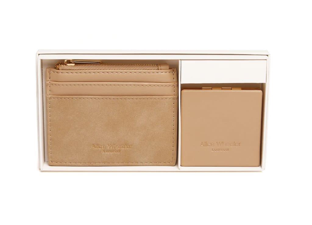 Verona Coin Purse & Vienna Compact Mirror Gift Set In Sand