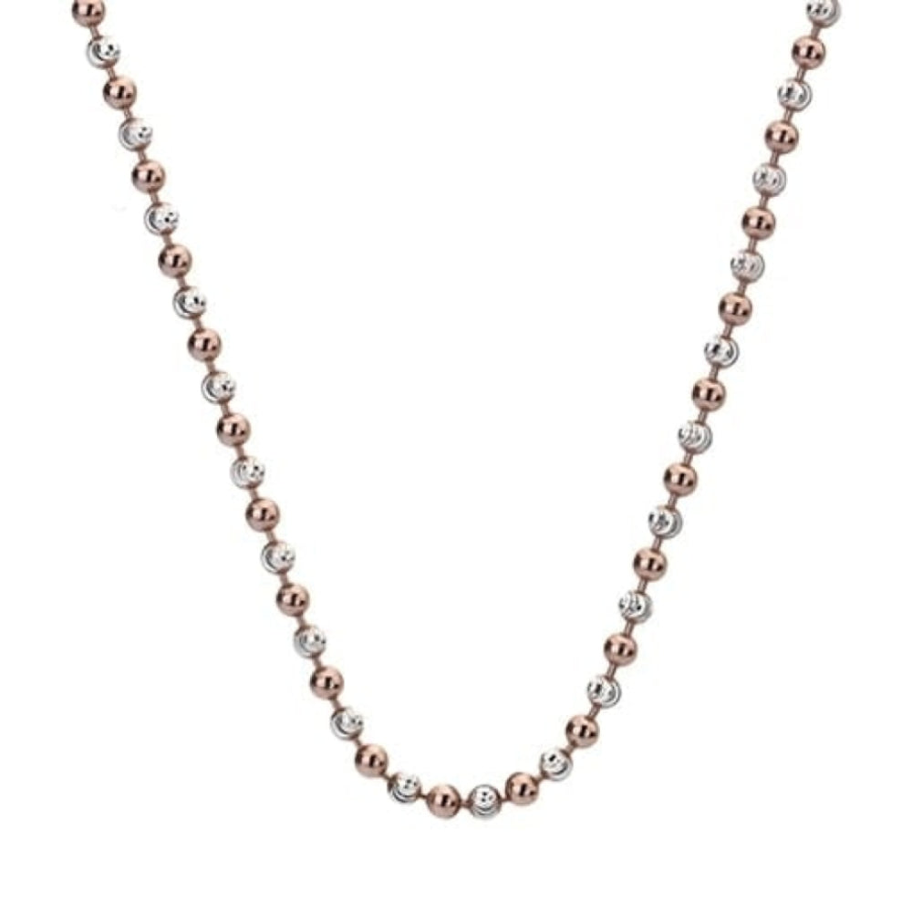 Sterling Silver and Rose Gold Plated Accent Bead Chain 18"