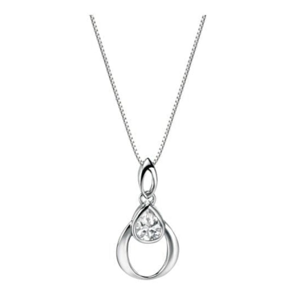 Ladies Hoop Clear Cubic Zirconia Pendant Necklace