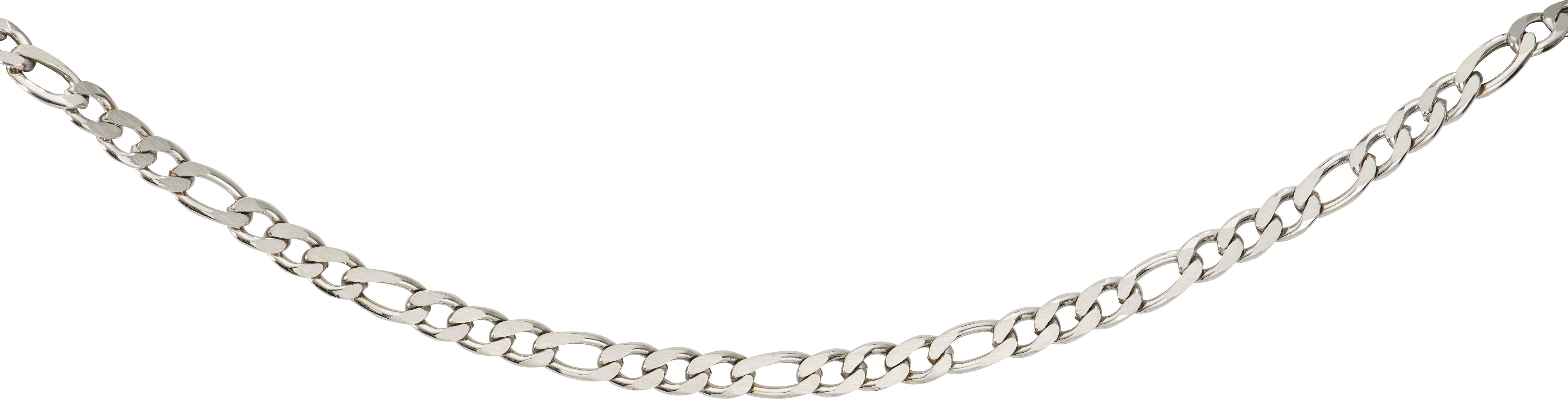Matte & Polished Steel Figaro Necklace - Width 7mm